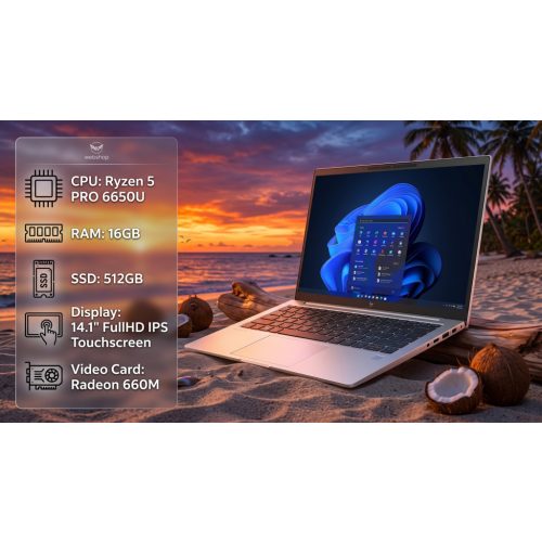 HP Elitebook 845 G9 Ryzen 5, 16gb, 512SSD, FullHD IPS Érintőkijelző , Radeon 660M /Jogtiszta win11/ Játékra is!