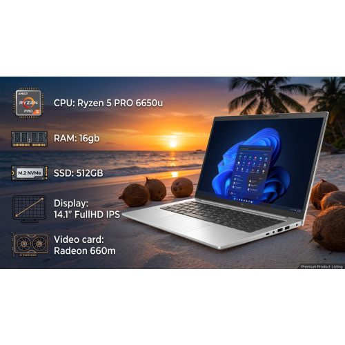 HP Elitebook 845 G9 Ryzen 5, 16gb, 512SSD, FullHD IPS , Radeon 660M /Jogtiszta win11/ Játékra is!